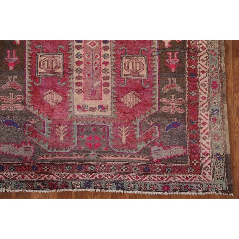 Meshkin Persian Vintage Runner Rug Hand-knotted Wool Carpet - 4'4" x 10'3"