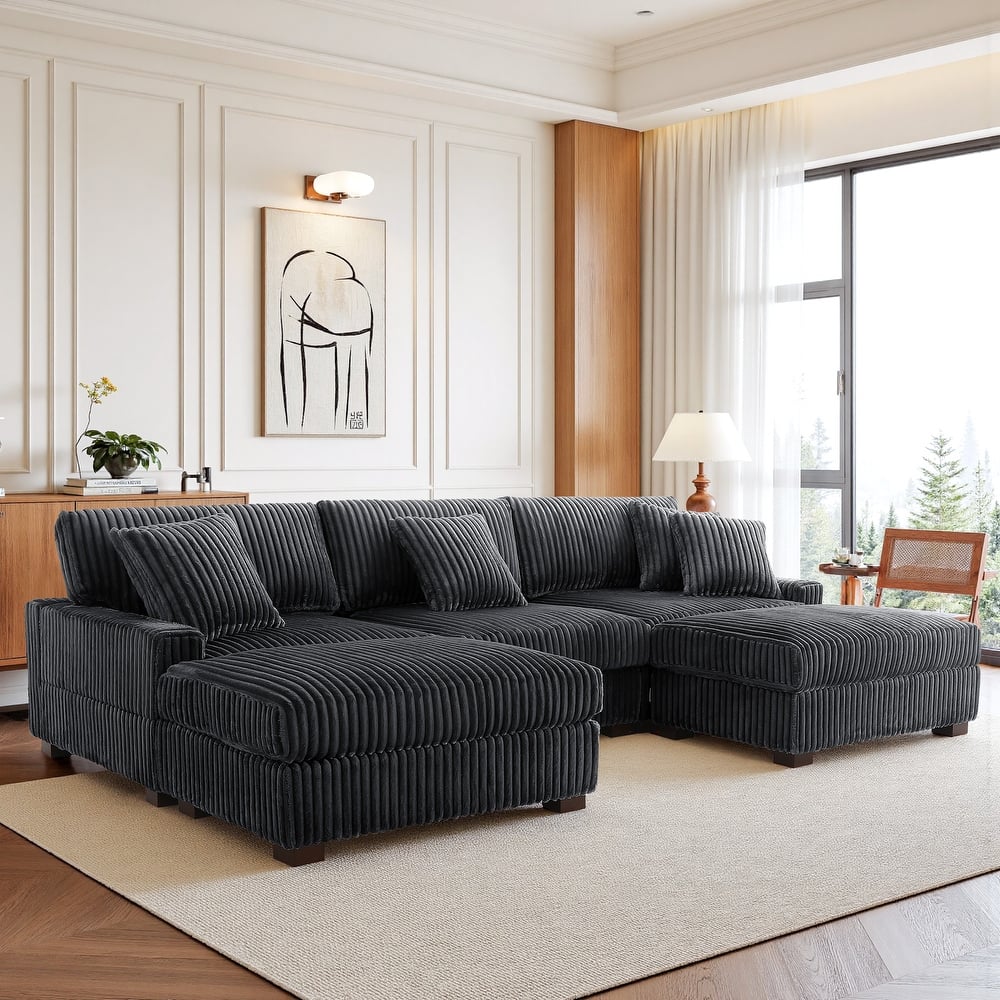 118.4"W Plush Modular Sectional Sofa with Pillows