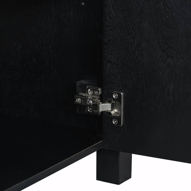 Vintage Style Bathroom Vanity Combo with Ceramic Sink and 2 Soft-close Doors