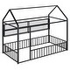 preview thumbnail 11 of 10, Black Space-Saving Twin Size Kids Bed House Bed with Fence and Shelves