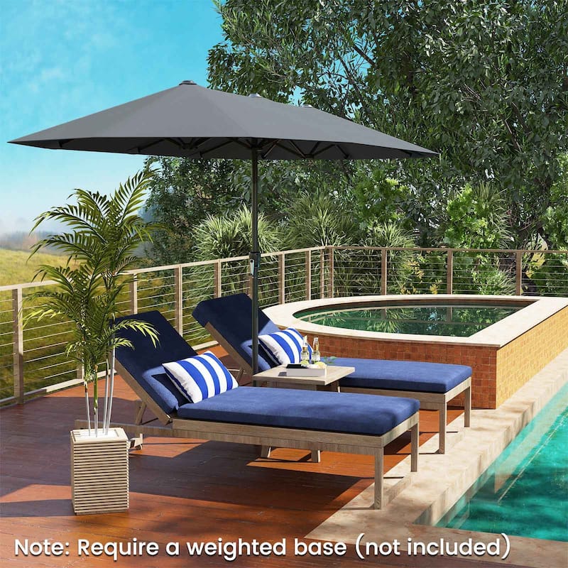 Polyester Double-Sided Patio Umbrella with Crank Handle