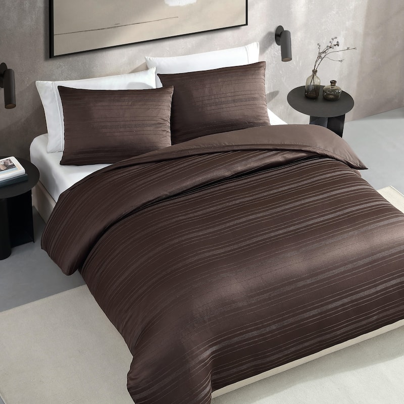 Vera Wang Illusion Lines Brown Comforter Set