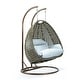preview thumbnail 85 of 128, LeisureMod Modern 2-Person Egg Hanging Swing Chair with Beige Wicker, Oxford Fabric Cover, Patio Hammock Lounger and Cushions 27"Dx57"Wx78"H - Light Grey