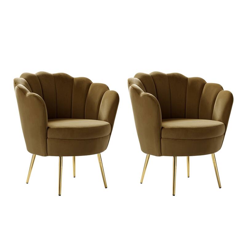Xabier Cute Modern Upholstered Barrel Chair Accent Chair with Tufted Back Set of 2 by HULALA HOME