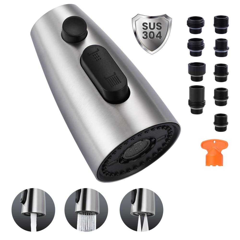 WOWOW Modern Kitchen Faucets Head with 3-Spray Modes and 9 Adapters