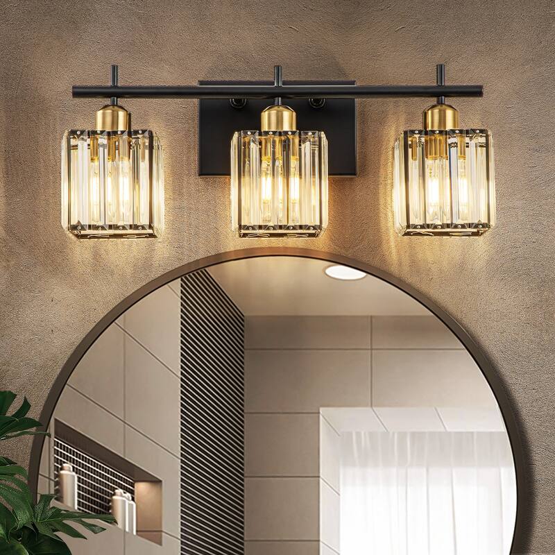 Starsky 3/4-Light Modern Dimmable Bathroom Crystal Vanity Light Wall Sconces with Crystal Shade