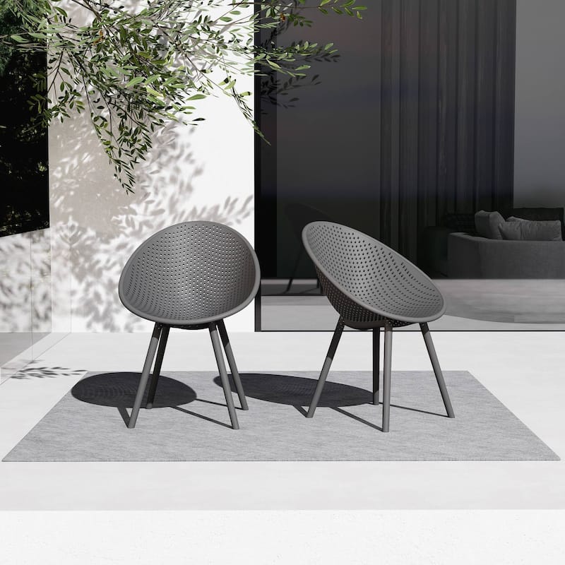Mid-Century Modern Plastic Dining Chair Plastic Legs with Breathable Perforated Egg Shaped Seat for Indoor/Outdoor Use