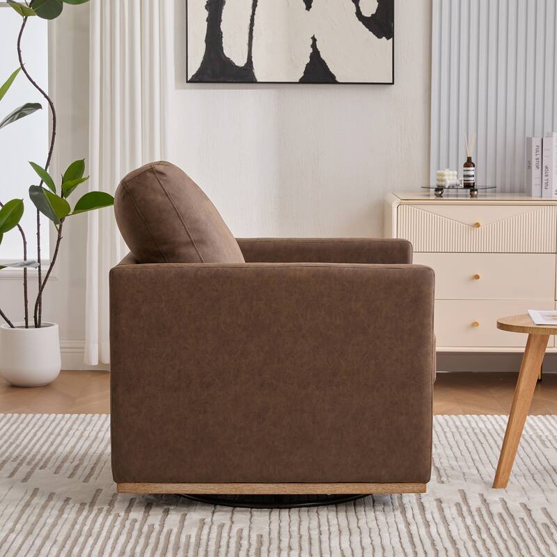 30.7"W Square Upholstered Swivel Accent Chair for Living Room
