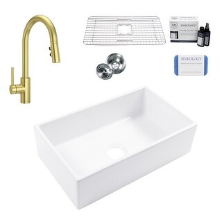 Turner Crisp White Fireclay 30" Single Bowl Farmhouse Apron Front ...