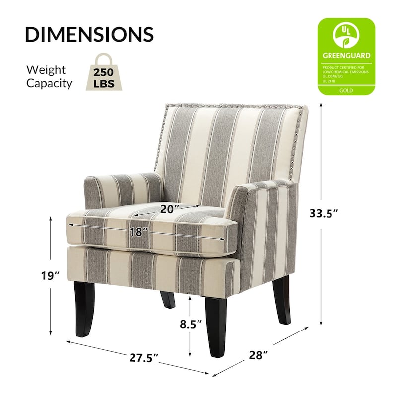 Akorda French Country Armchair with Nailhead Trim and Solid Wood Legs by HULALA HOME