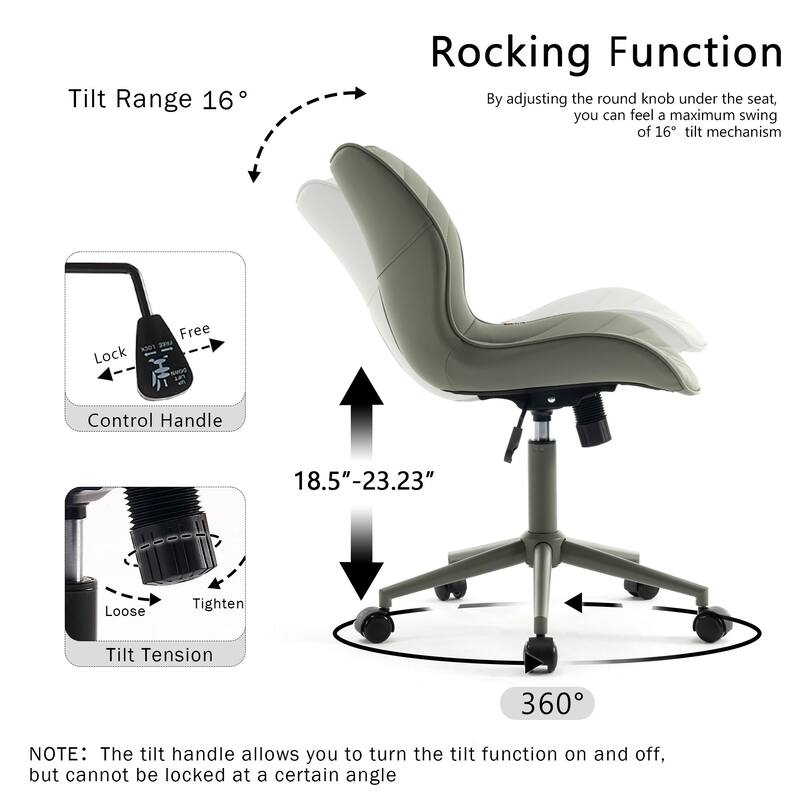 Faux Leather Office Chair with Wheels, Upholstered Task Chair