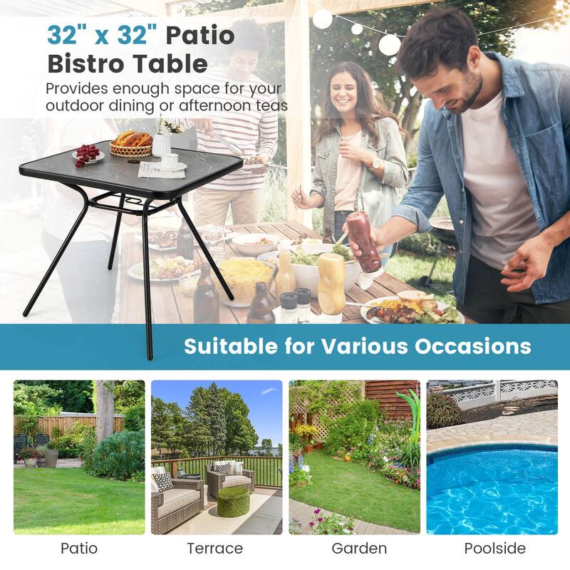 Costway Outdoor Dining Table 32'' x 32'' Patio Bistro Table with - See Details