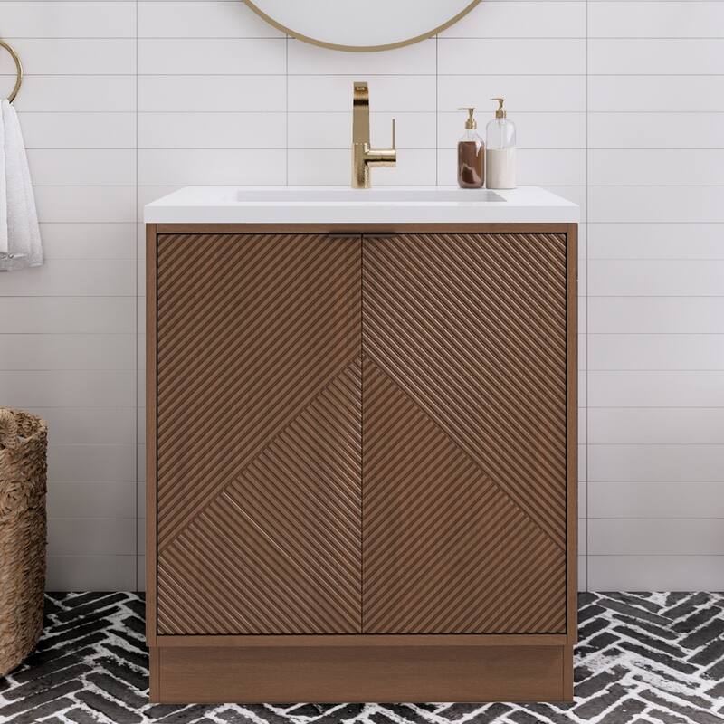 Milano 30" Freestanding Bathroom Vanity with White Acrylic Sink