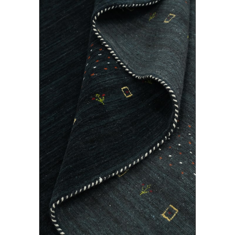 Hand Knotted Oriental 100% Wool Carpet Tribal Animal Pictorial Navy Blue & Blues Gabbeh Area Rug - 8' 10'' X 9' 0''