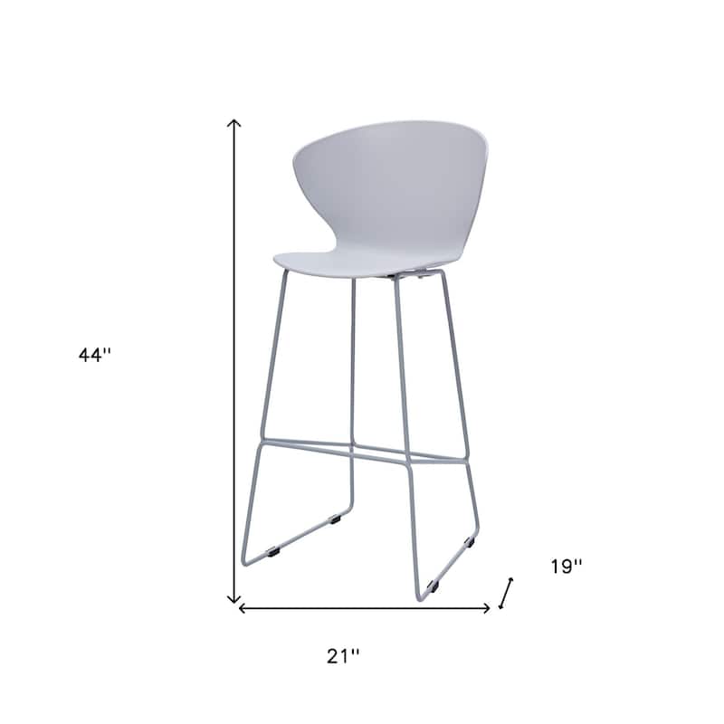 HomeRoots Set of Two 30" Gray Heavy Duty Plastic and Metal Low Back Bar Height Bar Chairs