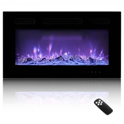 1500W LED Wall Mounted Electric Fireplace Heater with Adjustable Heat and Multiple Flame Colors