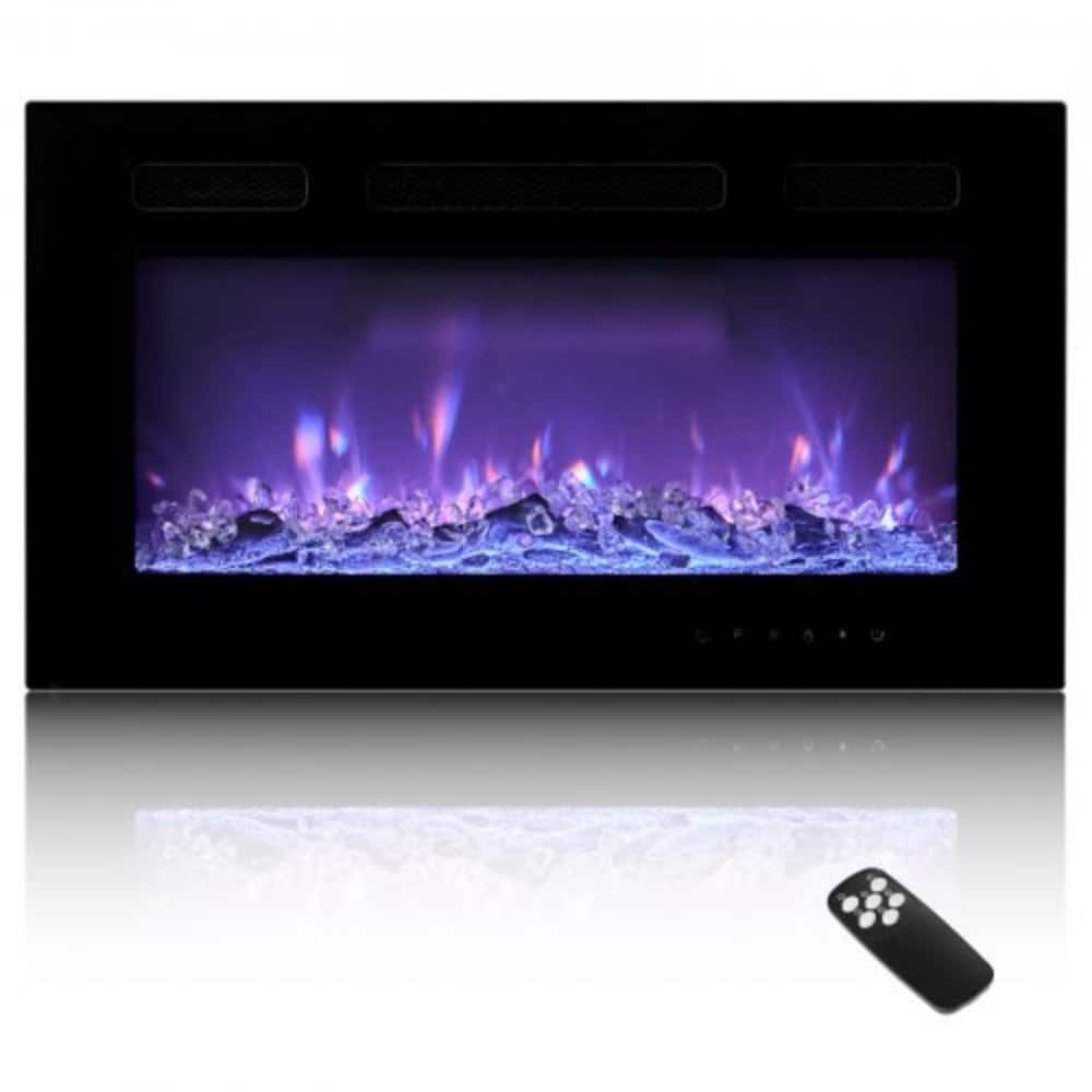 1500W LED Wall Mounted Electric Fireplace Heater with Adjustable Heat and Multiple Flame Colors