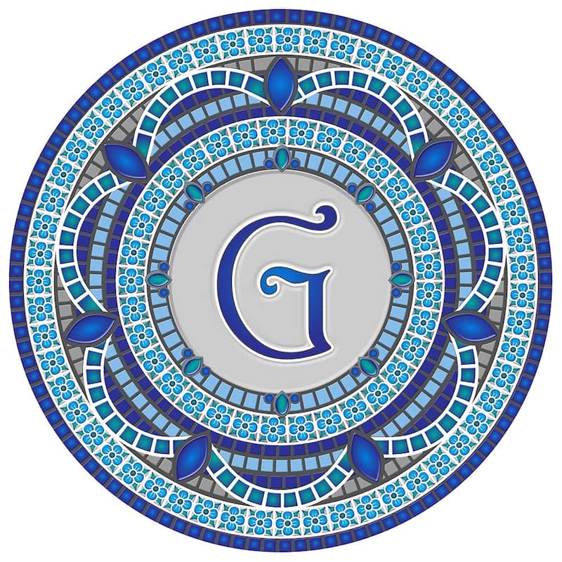 Custom Monogram Decorative Poolmat #1 - Mosaic Pool Art - 29" in Diameter - Letter "G"