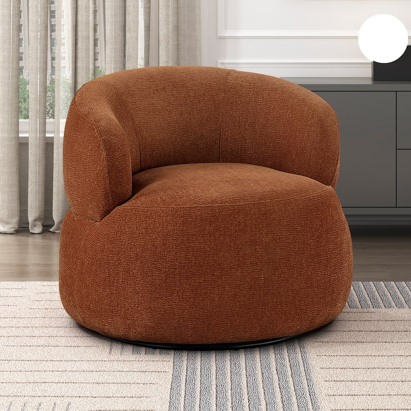 Fremont & Park Rhea 32" Dia Chenille Swivel Chair - 360-Degree Metal Swivel Base