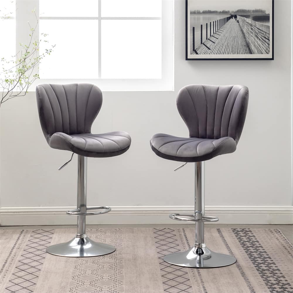 Upholstered Adjustable Swivel Barstools (Set of 2)