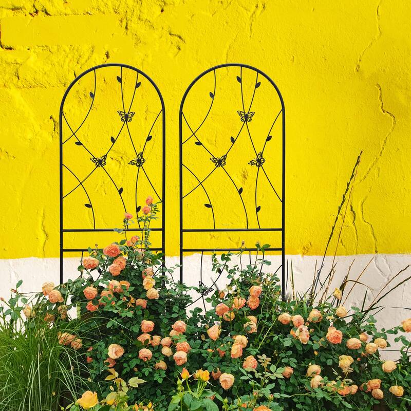2 Pack Metal Garden Trellis 71" x 19.7" Rustproof Trellis for Climbing Plants Outdoor Flower Support Butterfly Deco