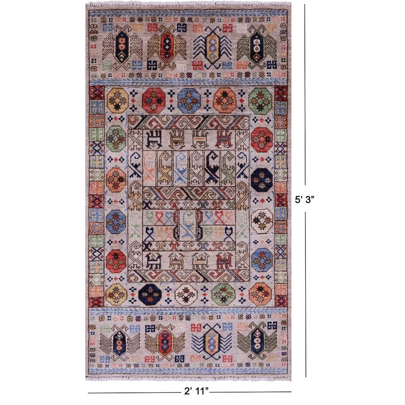 Golden Nile Turkmen Ersari Hand Knotted Wool Rug - 2' 11" X 5' 3"