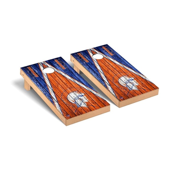 slide 2 of 5, Virginia State Trojans Weathered Cornhole Board Set