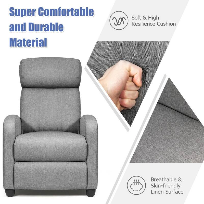 Gymax Massage Recliner Chair Single Sofa Padded Seat w/ Footrest