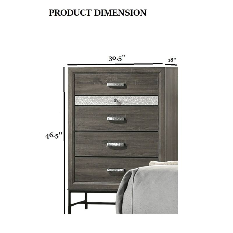 Contemporary 4-Drawer Chest with Metal Legs & Acrylic Handles, Gray Finish