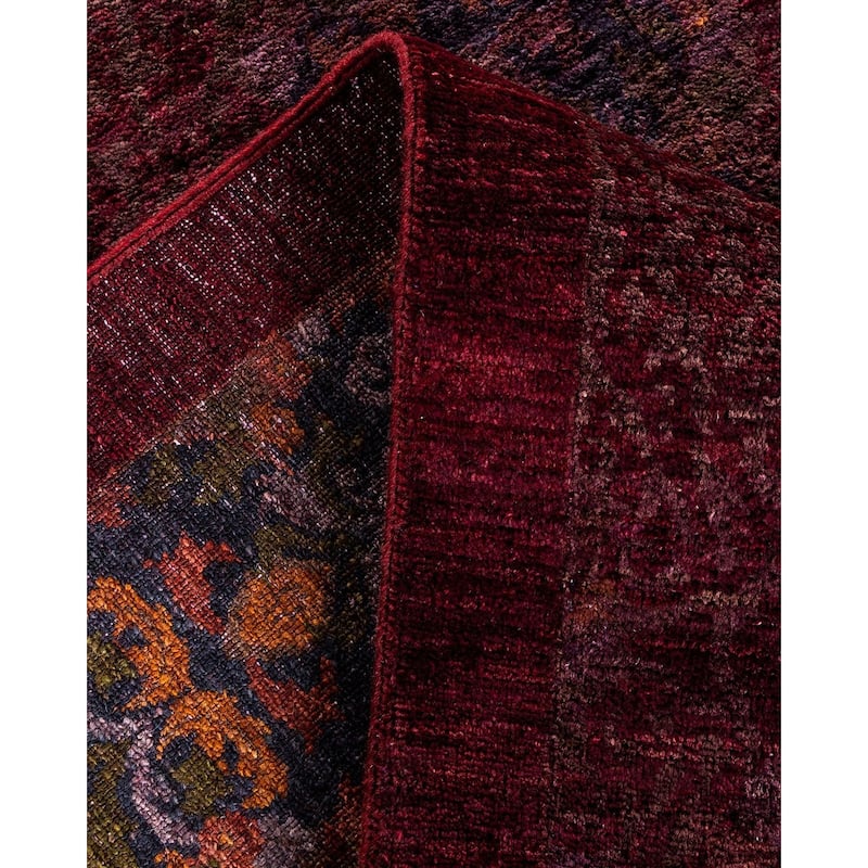Overton Hand Knotted Wool Vintage Inspired Modern Contemporary Overdyed Red Area Rug - 9' 0" x 11' 10"