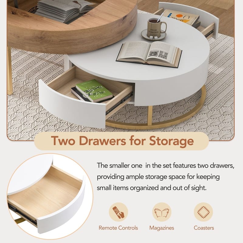 27.5'' Stackable Coffee Table With 2 Drawers, Side ... - Shein