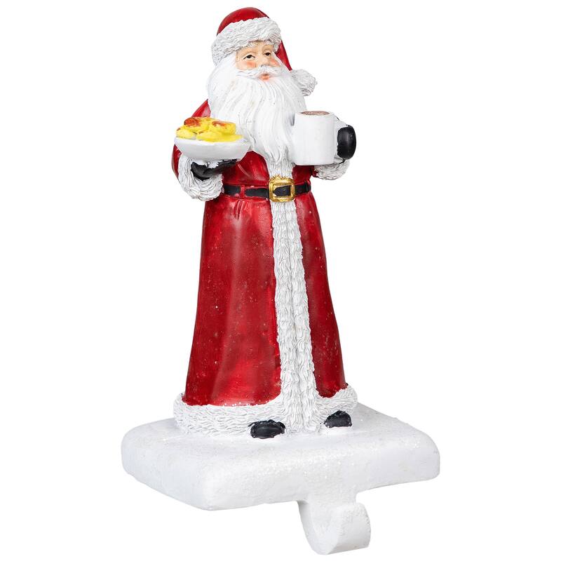 7" Santa with Cookies and Hot Cocoa Christmas Stocking Holder
