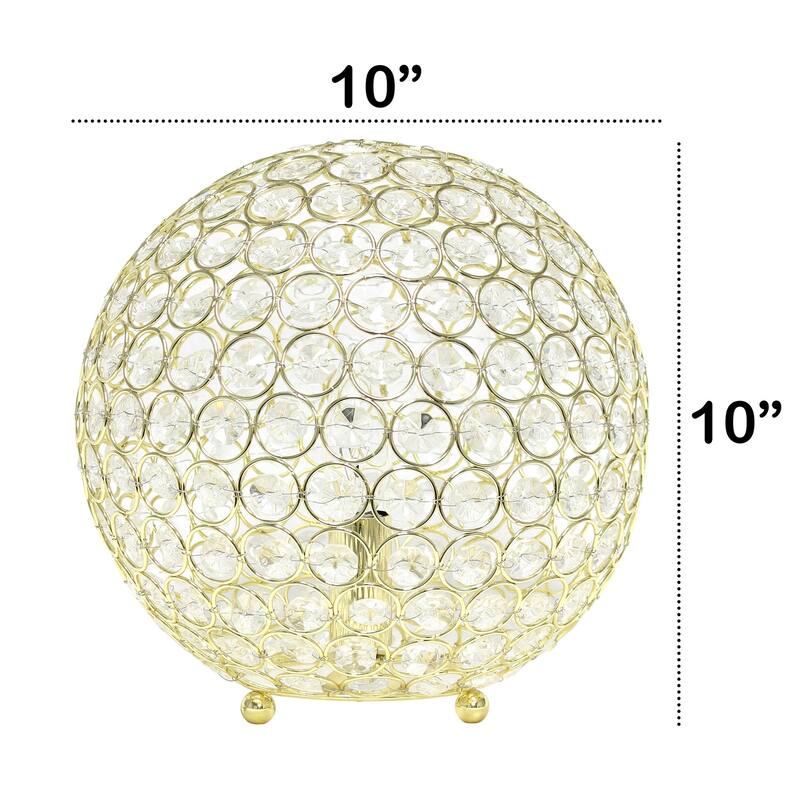 Metal Sphere Table Lamp - 10" Round Orb Light for Living Room, Bedroom Decor - Gold Finish