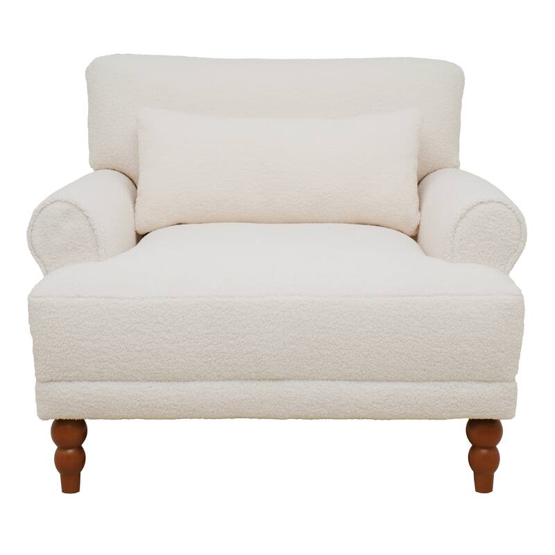 White 37.8" Velvet Accent Chair