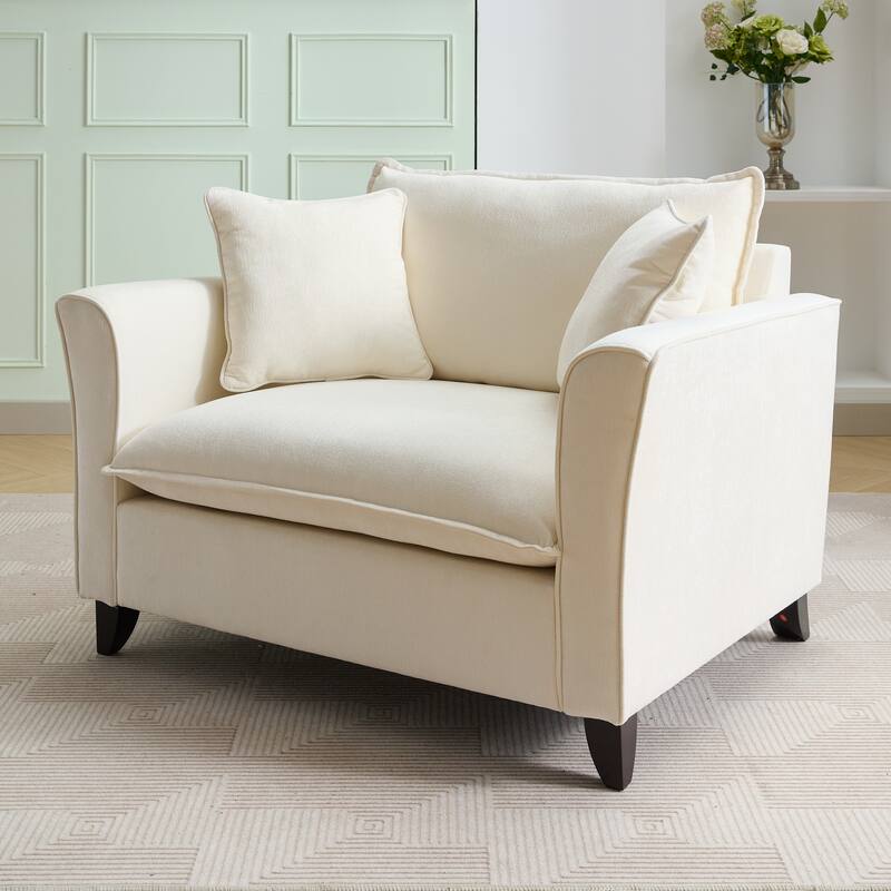 Oversized Chenille Fabric Armchair