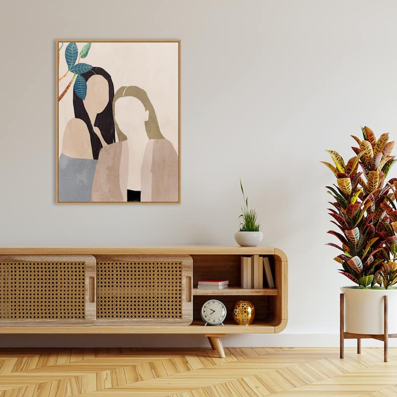 Amanti Art Leaves and Ladies I by Aimee Wilson Framed Canvas Wall Art Print - Sylvie Maple