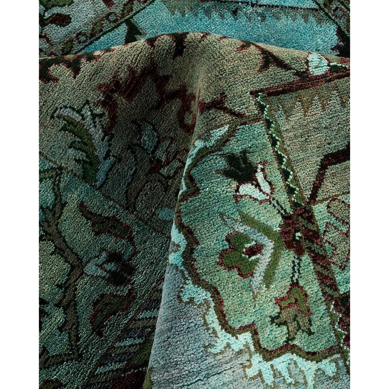 Ikat One-of-a-Kind Hand-Knotted Area Rug, Green - 8' 10" x 11' 10"