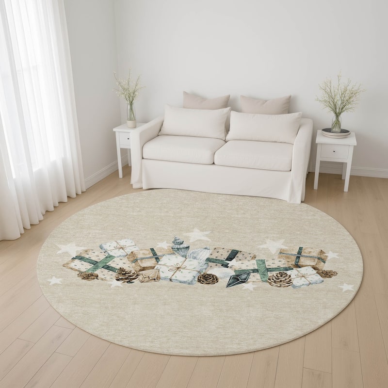 Premium Washable Super Soft Christmas Presents Mayfield Rug - Beige - 8' x 8'