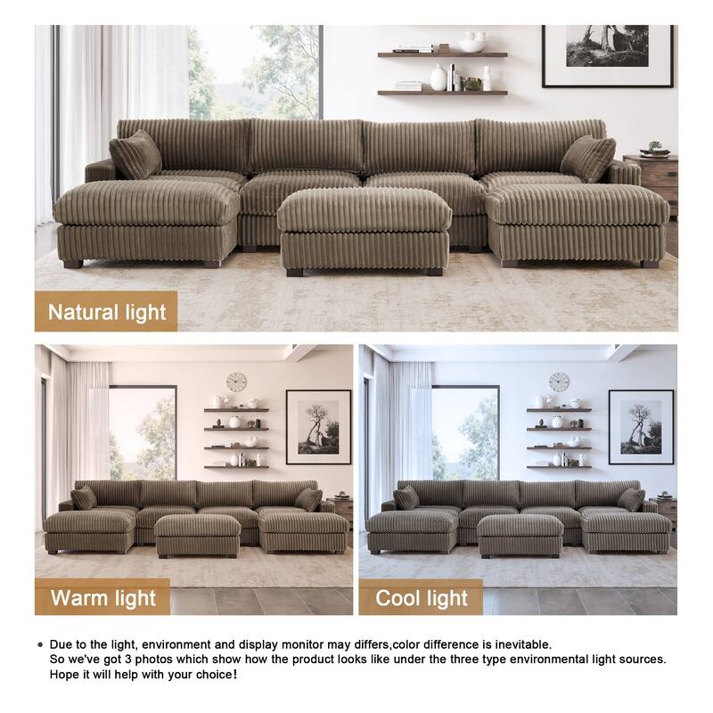 6-Piece 118.4"W Plush Oversized Modular Sectional Sofa Set
