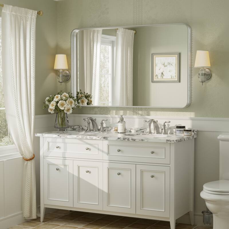 Aluminum Alloy Framed French Cleat Mounted Tempered Glass Wall Vanity Mirror