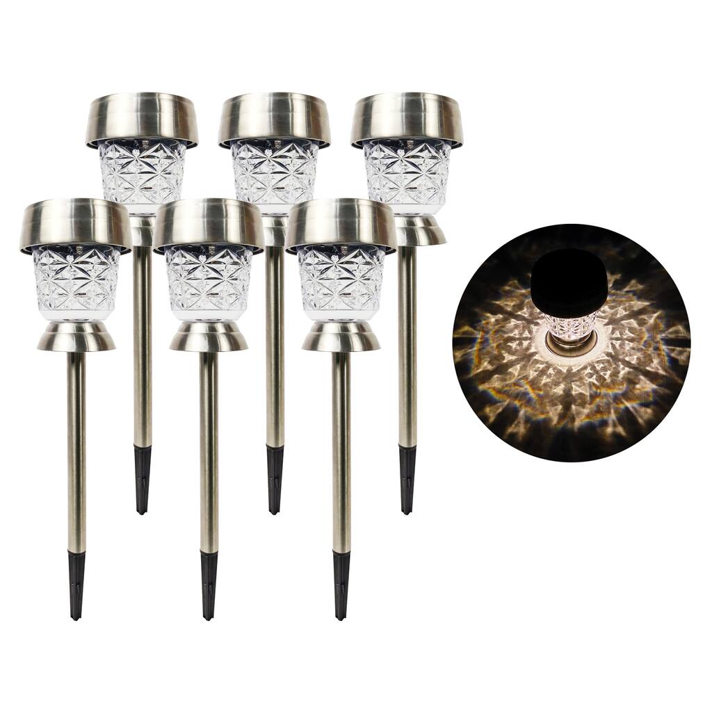 Solar Powered LED Pathway Lights - White - 14tall