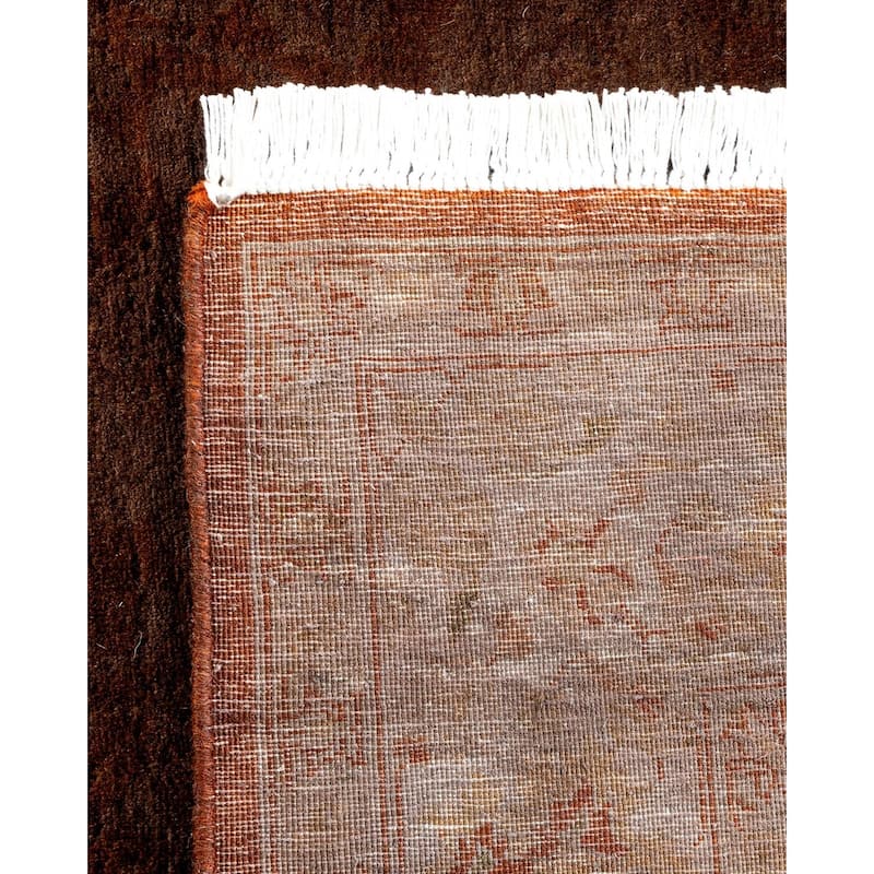 Overton Hand Knotted Wool Vintage Inspired Modern Contemporary Overdyed Brown Area Rug - 4' 2" x 6' 6"