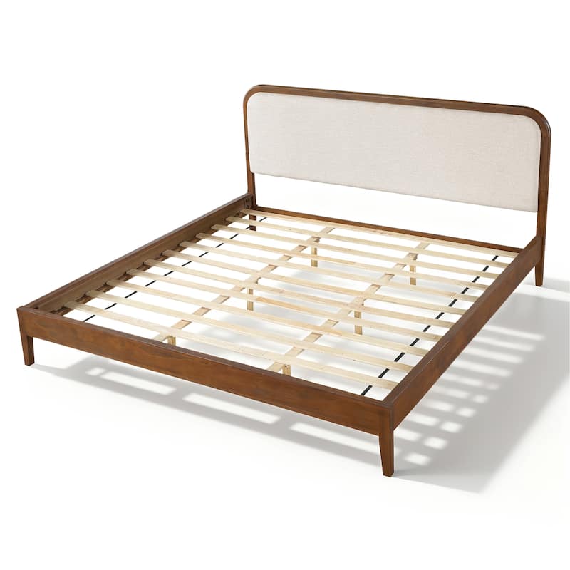 Christopher Knight Home - Oakmere Modern Solid Wood Platform Bed with Upholstered Headboard