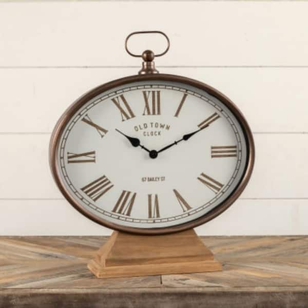 slide 2 of 2, 18.75" Oval Tabletop Clock - 16.25"L x 4.5"W x 18.75"H
