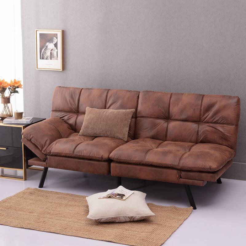 Modern design dark polyester fabric sofa Convertible memory foam futon
