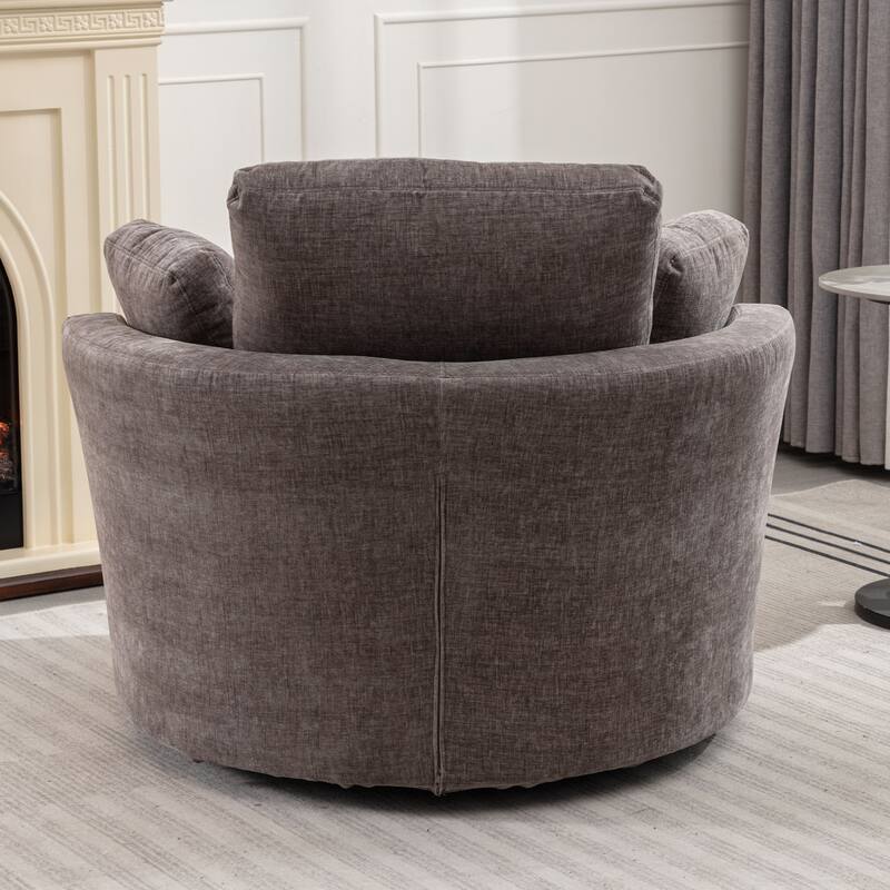 Oversize Round 360 Degrees Swivel Accent Chair with 3 Pillows