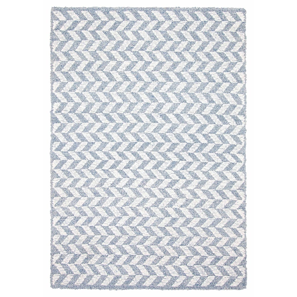 ECARPETGALLERY Braid weave Sienna Blue Wool Rug - 5'2 x 7'5
