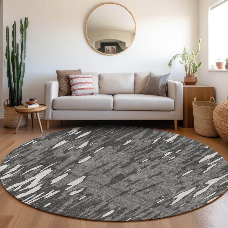 Premium Washable Super Soft Abstract Modern Mayfield Rug - Gray - 8' x 8'