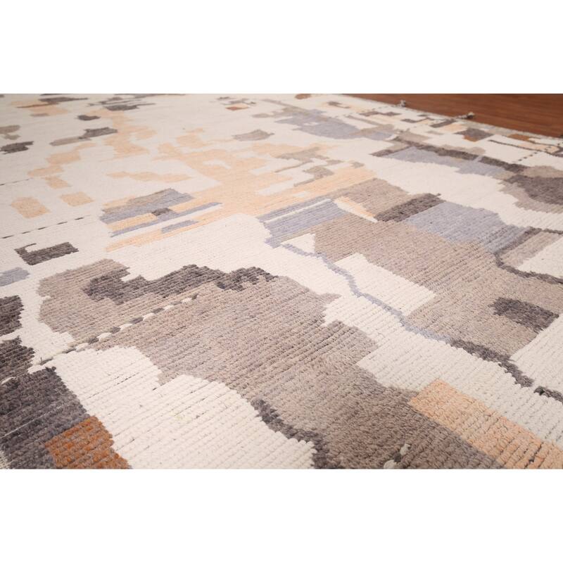 Modern Moroccan Abstract Area Rug Handmade Wool Carpet - 8'10"x 12'7"