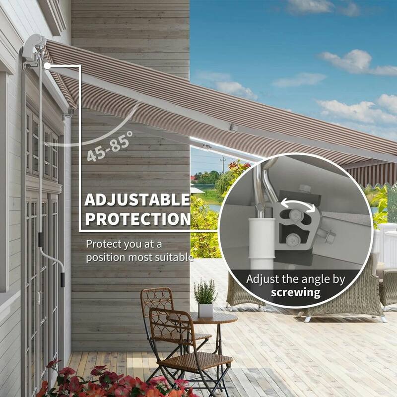12' x 8' Patio Awning, Canopy Retractable Sun Shade Shelter